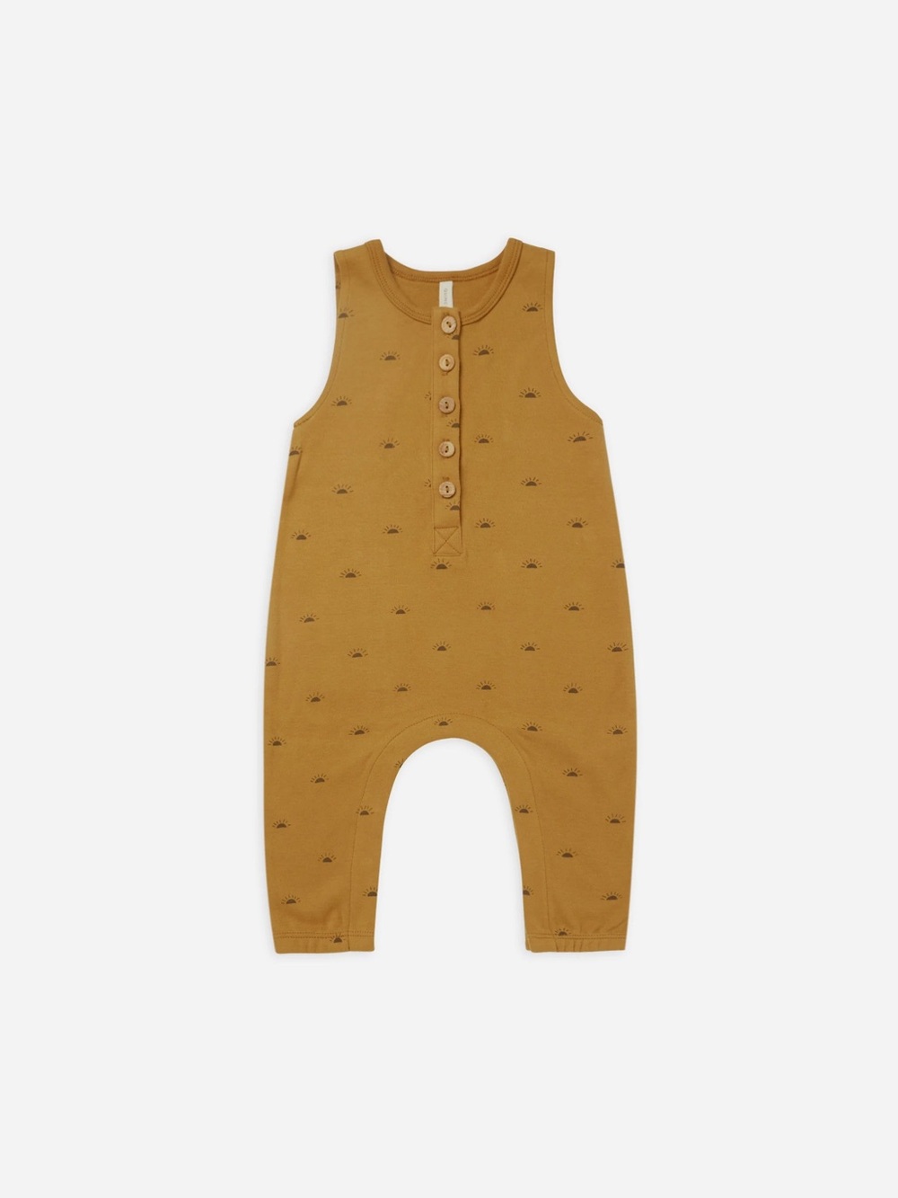Quincy Mae Mustard Sleeveless Henley Romper